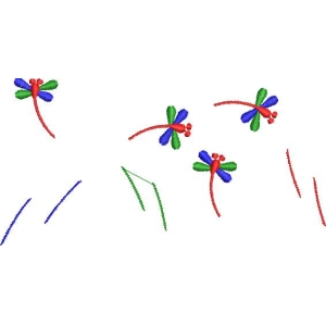 彩色蜻蜓与线条图案