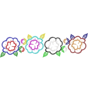 四朵彩色刺绣花朵图案_zbw4168