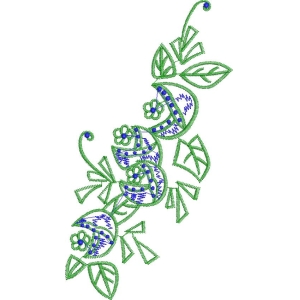 绿色植物刺绣图案