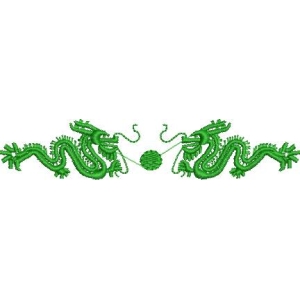 绿色龙纹刺绣图案