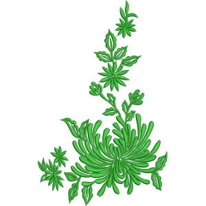 绿色植物刺绣图案
