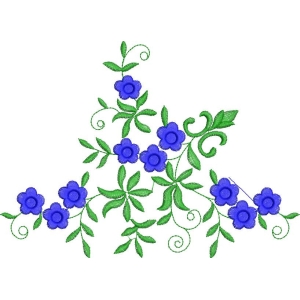 蓝色花朵刺绣图案