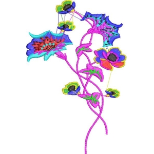 彩色花卉刺绣设计图