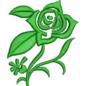 绿色刺绣玫瑰花图案