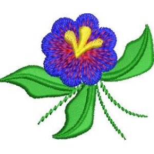 蓝色花朵刺绣图案