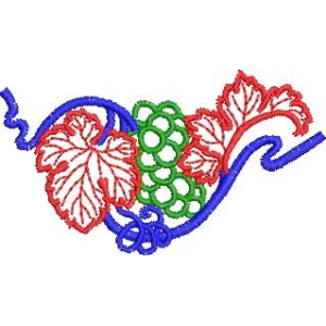 彩色刺绣葡萄藤图案