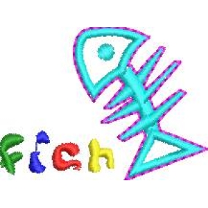 彩色鱼骨与字母fish图案