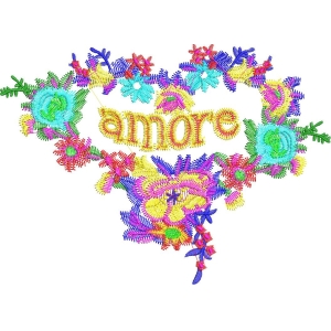 彩色刺绣amore花环图案