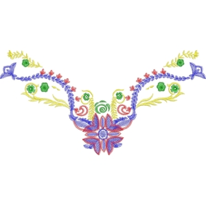 彩色花卉刺绣图案