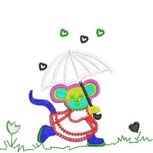 彩色小猴撑伞避雨