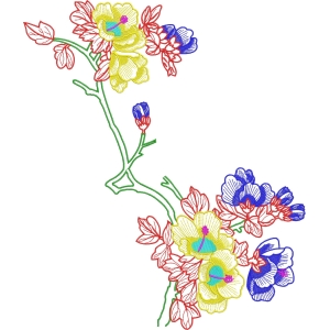 彩色刺绣花卉图案