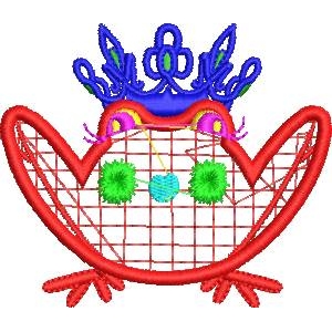 彩色卡通青蛙刺绣设计