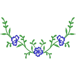 蓝色花朵刺绣图案