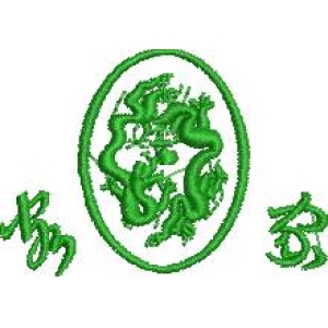 绿色龙纹刺绣图案
