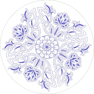 蓝色花卉圆形图案设计