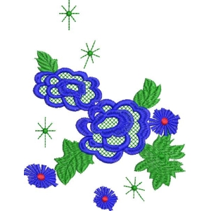 蓝色花卉刺绣图案