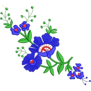 蓝色花卉刺绣图案