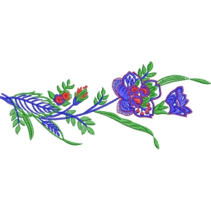 蓝色花卉刺绣图案