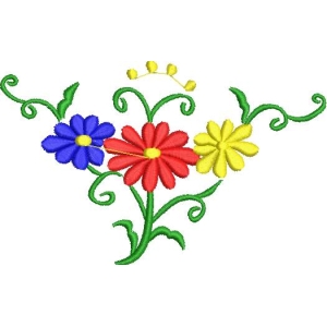 彩色花卉刺绣图案