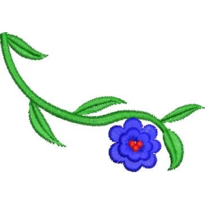 蓝色花朵刺绣图案