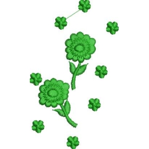 绿色花朵与四叶草图案
