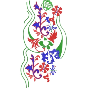 彩色花卉刺绣图案