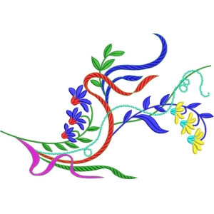 彩色花卉刺绣图案