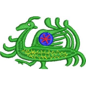 绿色龙形刺绣图案