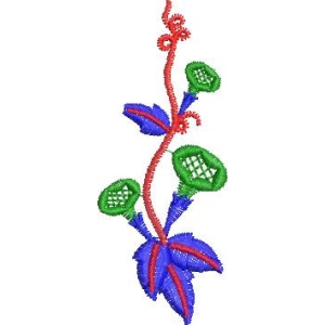 彩色藤蔓植物刺绣图案