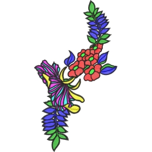 彩色花卉刺绣图案