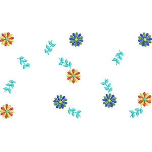 彩色花朵与叶片装饰图案