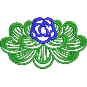 蓝色花朵刺绣图案