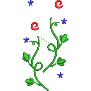 绿色藤蔓与蓝色花朵图