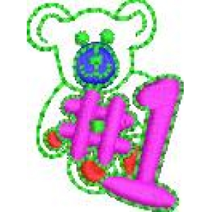 绿色小熊抱着数字一
