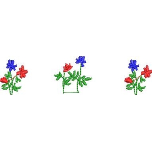 三组彩色刺绣花卉图案