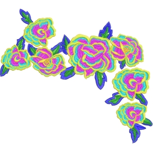 彩色刺绣玫瑰花图案