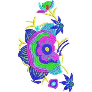 彩色花卉刺绣图案