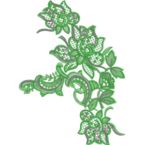 绿色蕾丝刺绣花纹设计