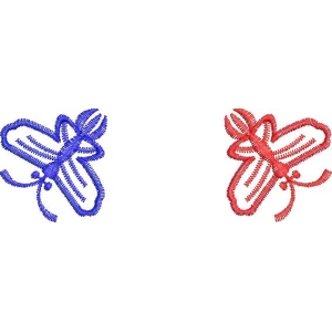 蓝色与红色刺绣昆虫图案