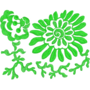 绿色刺绣花卉图案
