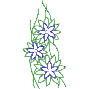 蓝色花朵刺绣图案