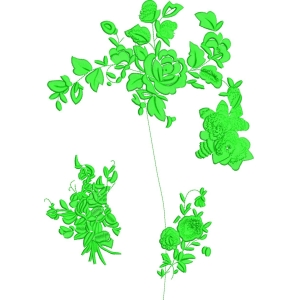 绿色花卉刺绣图案设计_zbw4526