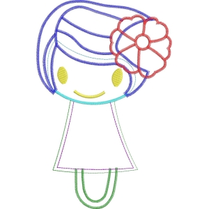 卡通女孩刺绣图案