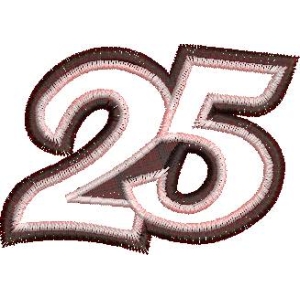 红色背景上的数字25刺绣