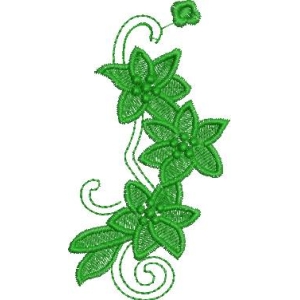 绿色刺绣花卉图案