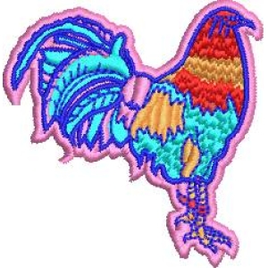 彩色刺绣公鸡图案