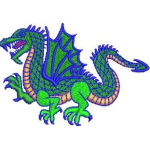 绿色龙形刺绣图案