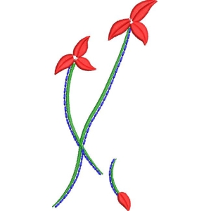 红色花朵刺绣图案