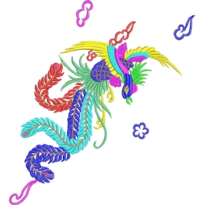 彩色凤凰刺绣图案