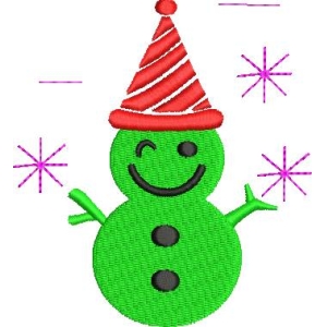 绿色雪人戴红帽